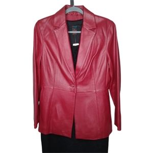 VALERIE STEVENS Red Leather JACKET  Blazer Buttery Soft RED Size M